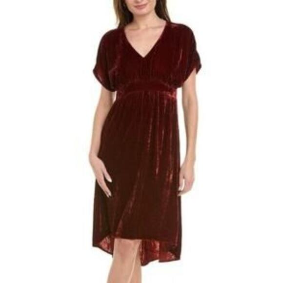 Cabi Crushed Velvet Women's Dress Small Dark Romantic Whimsy Goth Flutter Sleeve - Picture 1 of 14